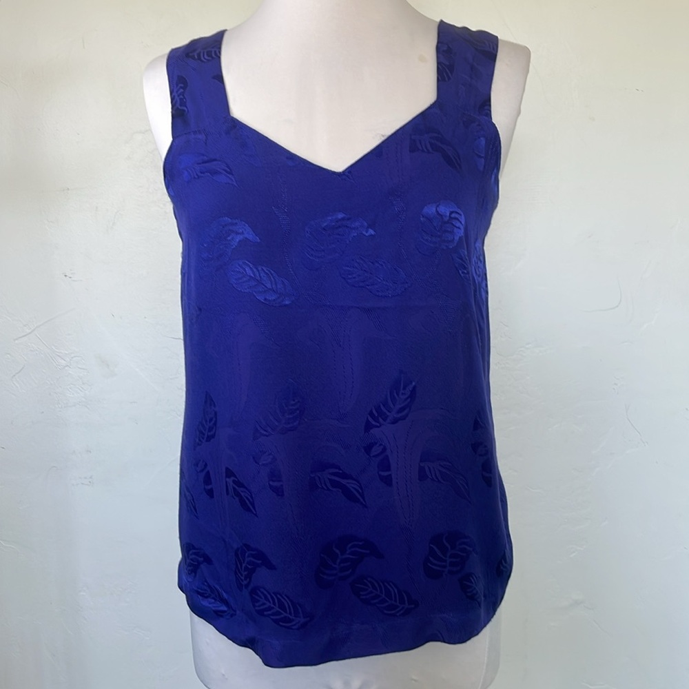 Carol Little Vintage Royal Blue Sleeveless Sweetheart Neckline Tank Top Sz 8
